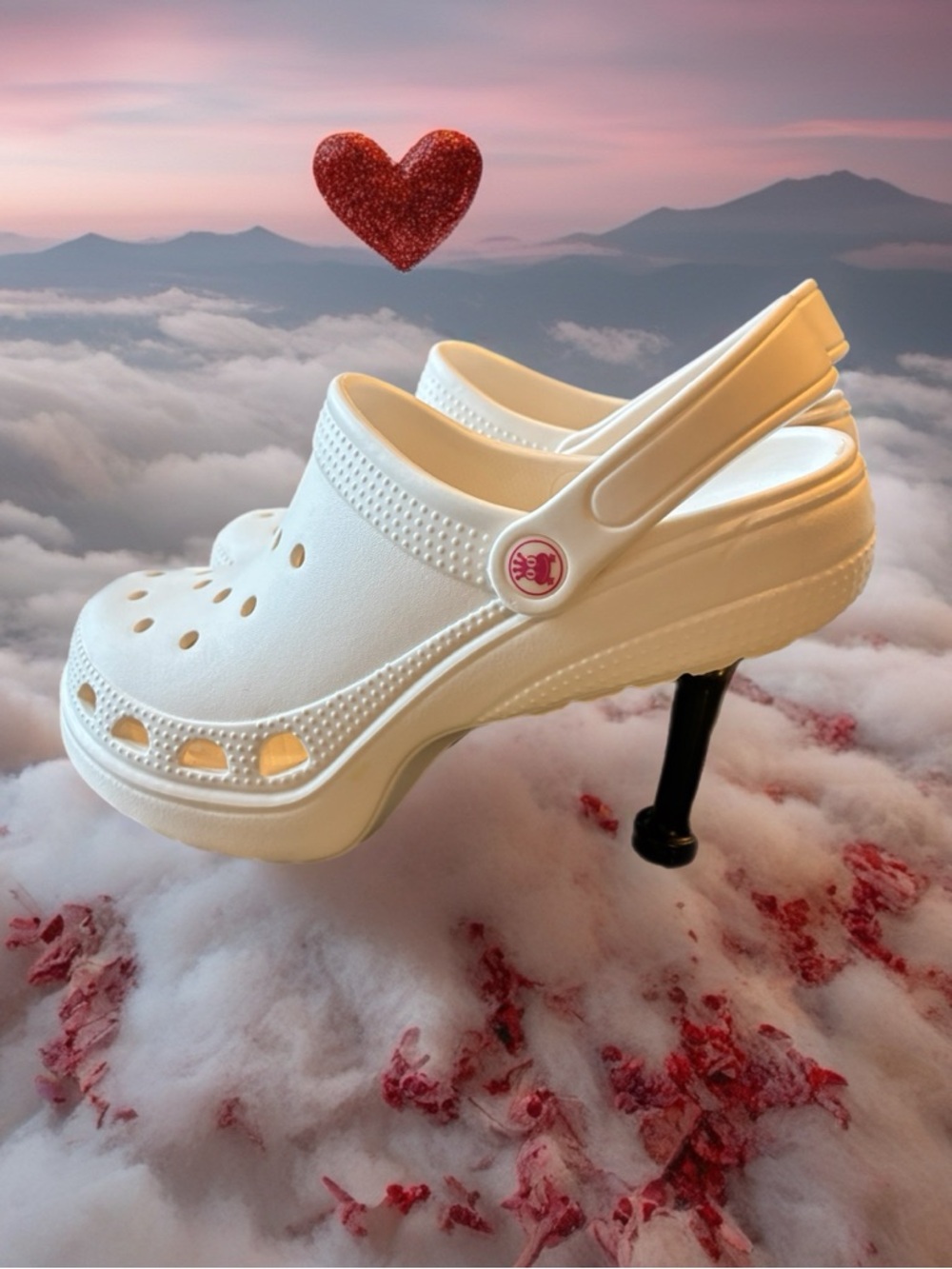Women’s White Platform Clog Heels with Back Strap - Picture 2 of 5